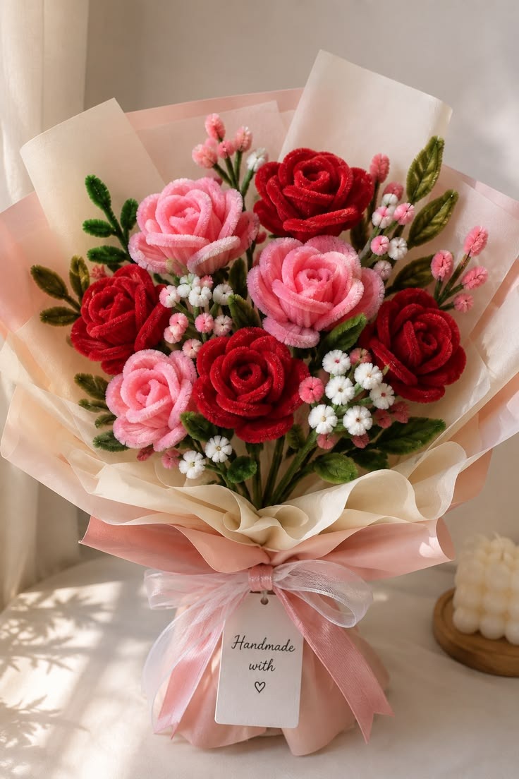 Handmade Pipe Cleaner Rose Bouquet