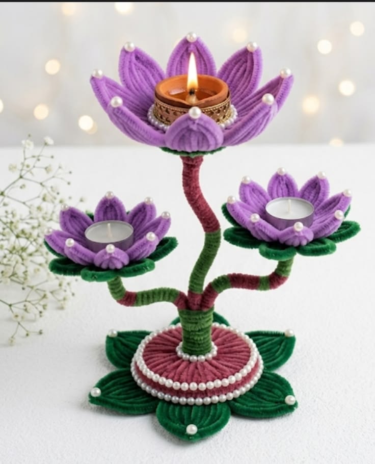 Pipe cleaner art for Diwali